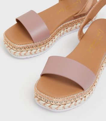 shop for Rose Gold Stud Espadrille Chunky Sandals New Look Vegan at Shopo