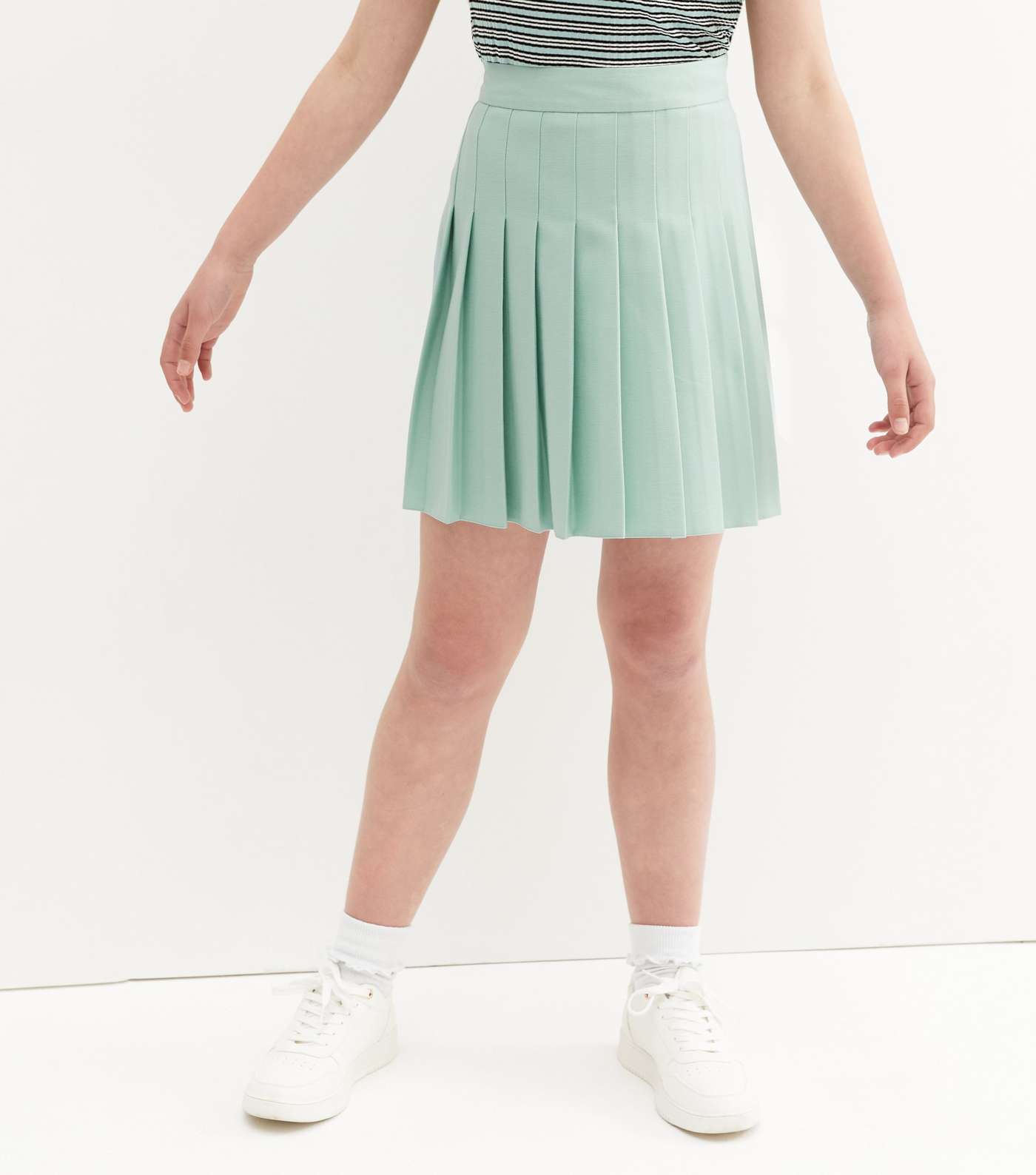 Girls Light Green Pleated Tennis Skirt Image 2