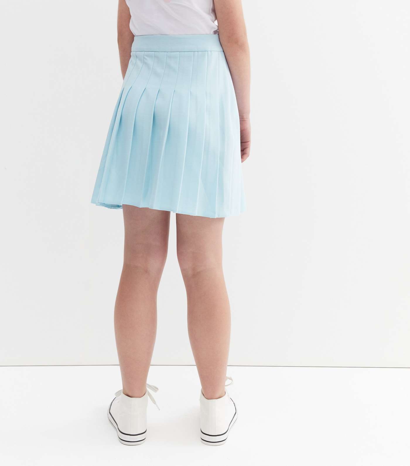 Girls Pale Blue Pleated Tennis Skirt Image 4