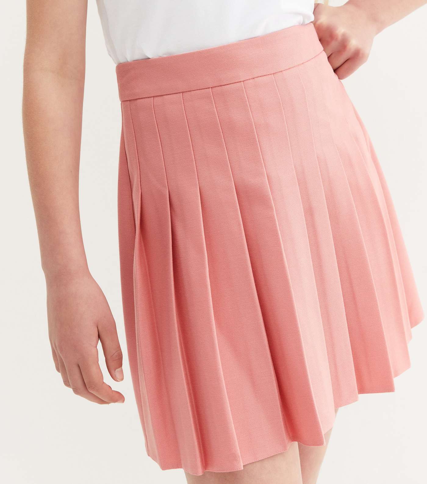 Girls Pale Pink Pleated Tennis Skirt Image 3