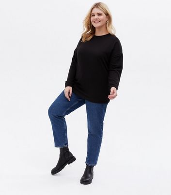 Click to view product details and reviews for Curves Black Fine Knit Bow Back Long Sleeve Top New Look.