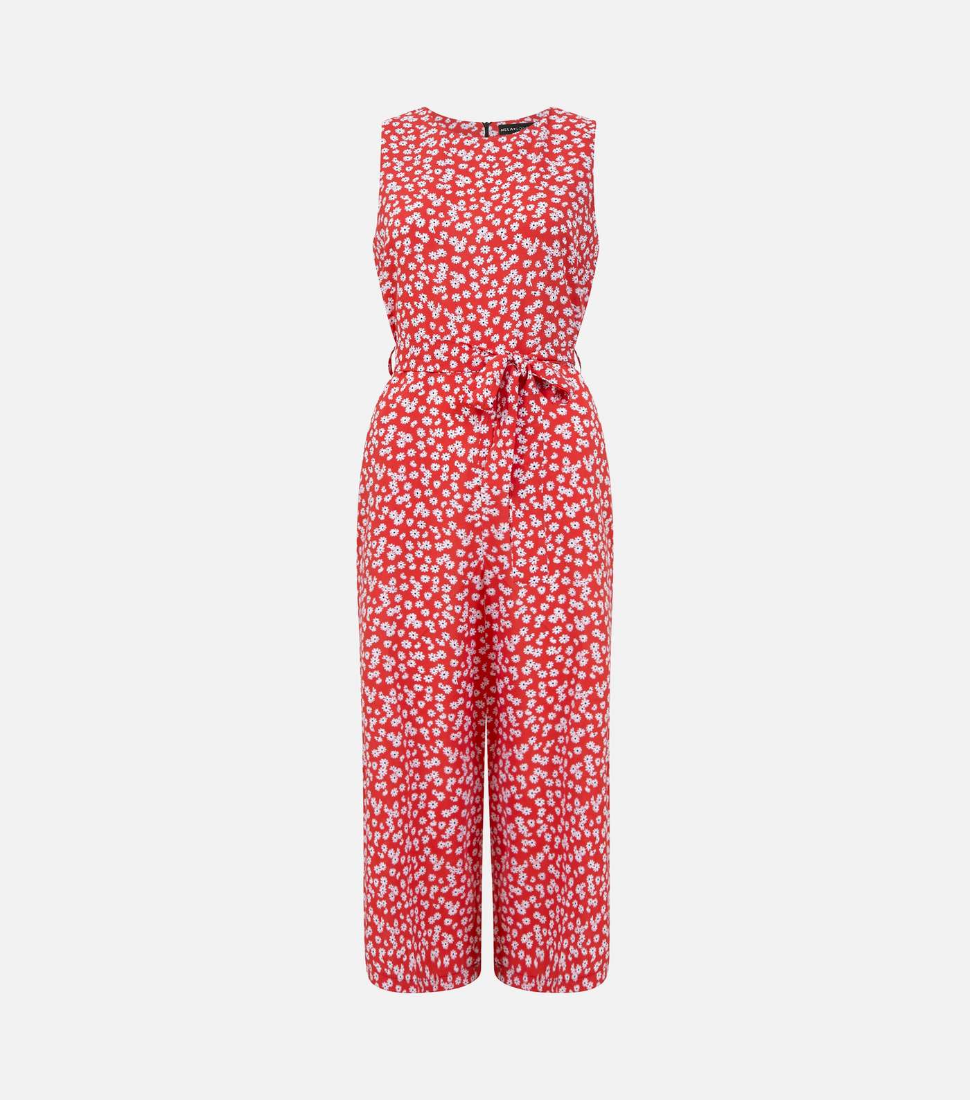 Mela Red Daisy Belted Sleeveless Crop Jumpsuit Image 5