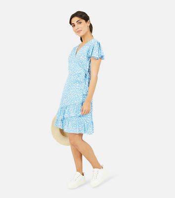 blue daisy wrap dress