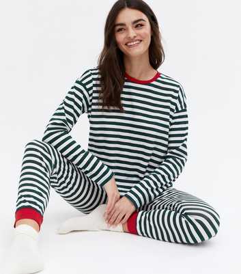 Noisy May Green Stripe Christmas Pyjama Top