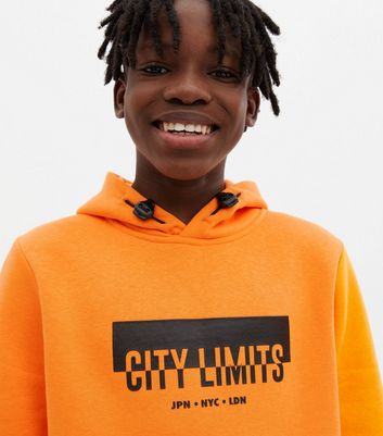 Boys Bright Orange City Limits Logo 