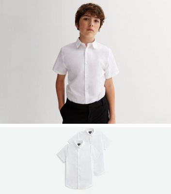 Boys 2 Pack White Short Sleeve Easy Care School Shirts