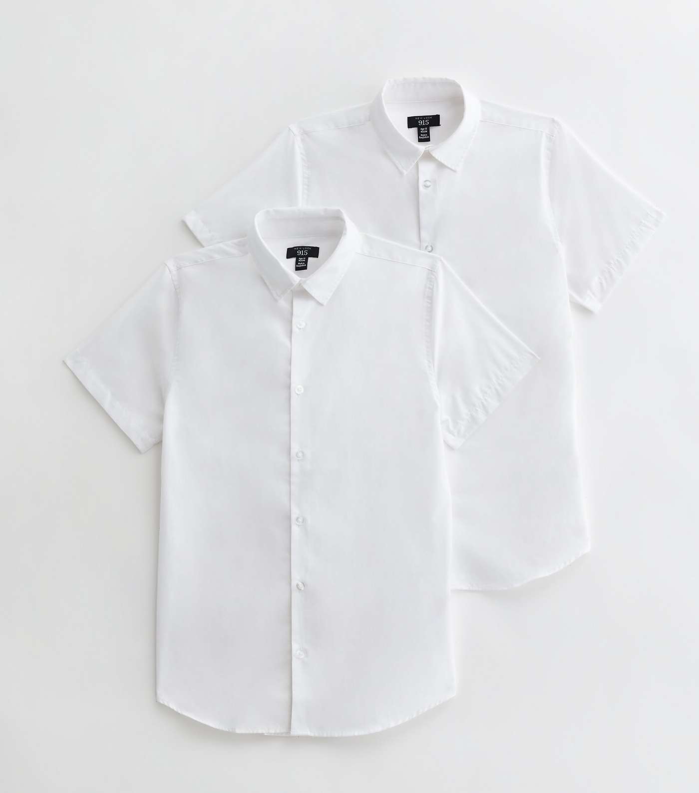 Boys 2 Pack White Short Sleeve Easy Care School Shirts Image 5