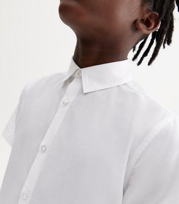 Boys white short 2025 sleeve dress shirt