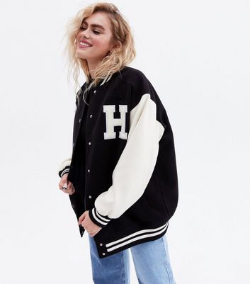 Click to view product details and reviews for Carefree Black Stripe H Logo Bomber Jacket New Look.