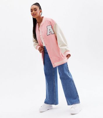 Click to view product details and reviews for A Star Style Pink Stripe Logo Bomber Jacket New Look.