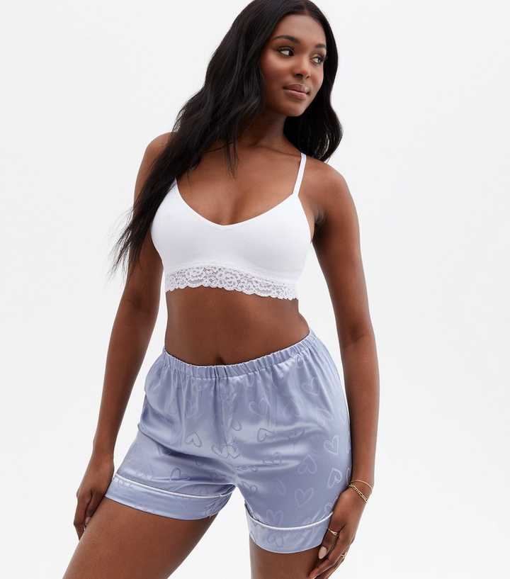 White Lace Trim Ribbed Seamless Crop Top Bra | New Look