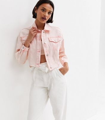 Pale pink sales jean jacket