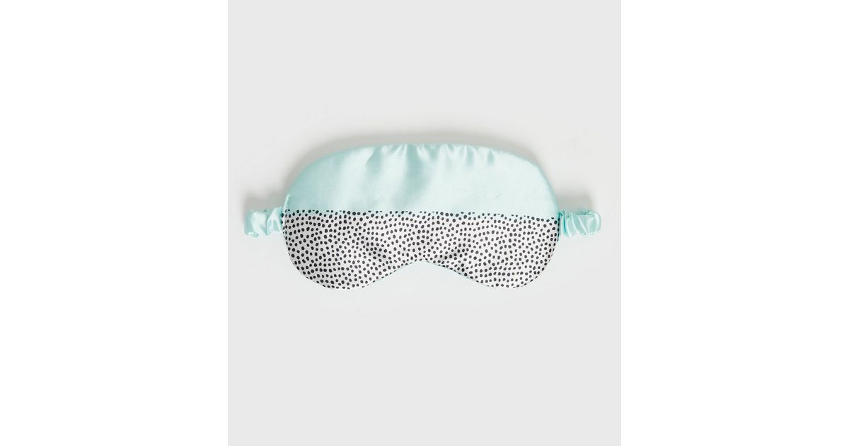 Mint Green Spot Satin Eye Mask New Look