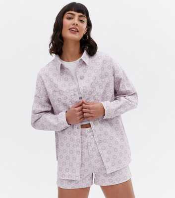 Lilac Floral Pocket Front Collared Shacket