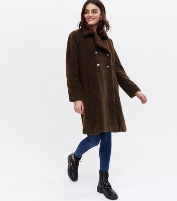Click to view product details and reviews for Blue Vanilla Dark Brown Teddy Long Coat New Look.