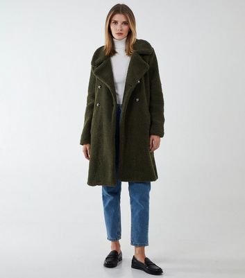 Click to view product details and reviews for Blue Vanilla Khaki Teddy Long Coat New Look.