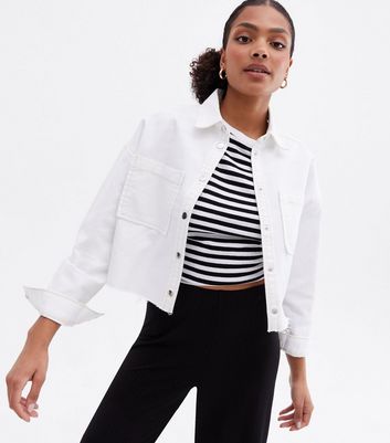 Off White Denim Crop Shirt | New Look