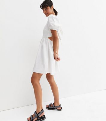 white denim smock dress