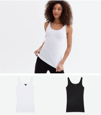 Click to view product details and reviews for 2 Pack Black And White Jersey Scoop Neck Vests New Look.