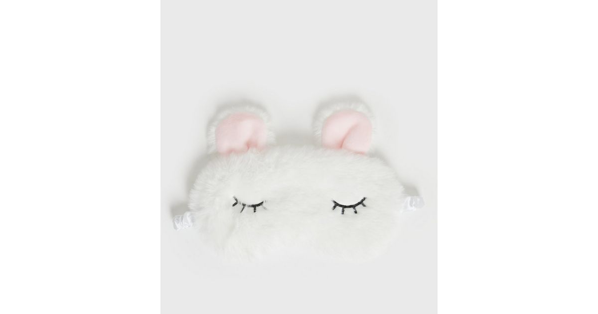 White Faux Fur Bunny Eye Mask New Look