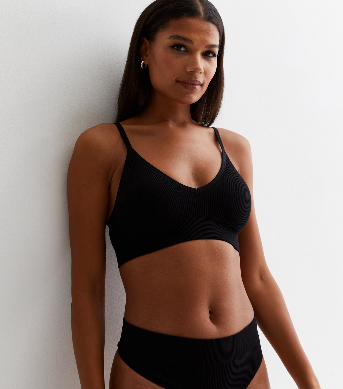 Women's Black Ribbed Seamless Bralette New Look