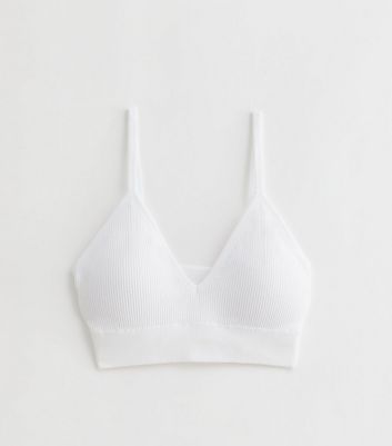 White Ribbed Seamless Bralette New Look