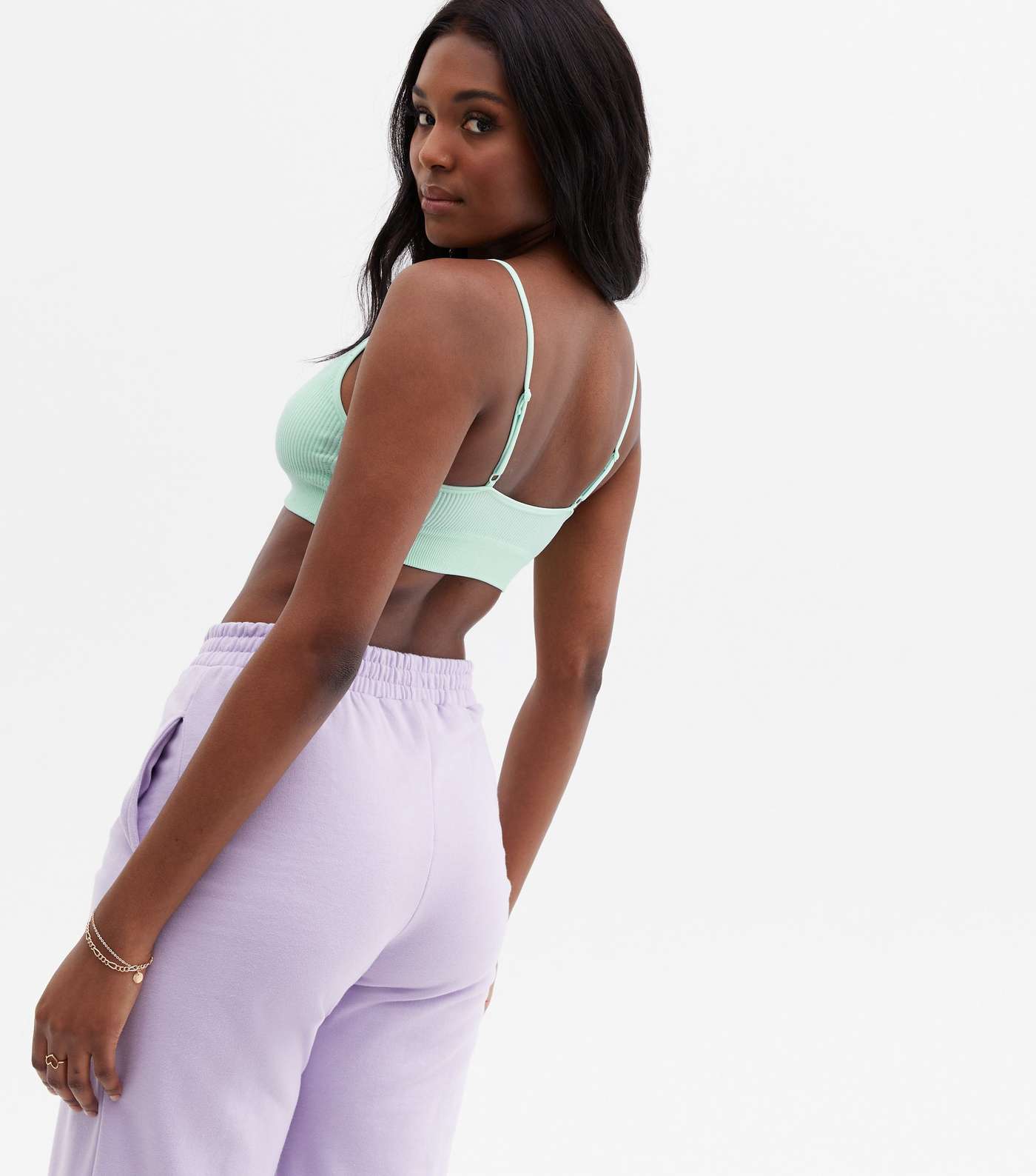 Mint Green Ribbed Seamless Bralette Image 4