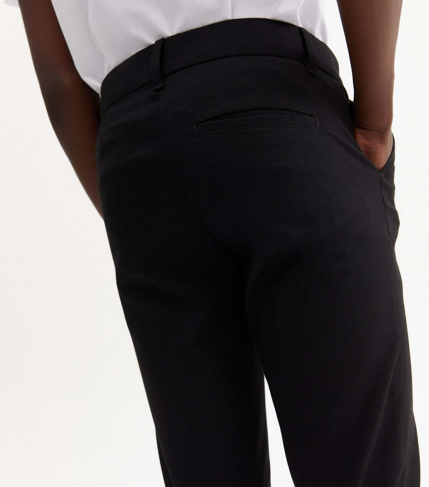 Boys Black Adjustable Waist Skinny School Trousers Image 2