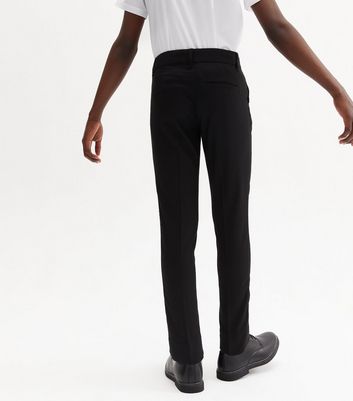 boys black adjustable waist skinny school trousers