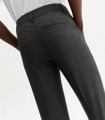 Boys Dark Grey Adjustable Waist Skinny School Trousers New Look