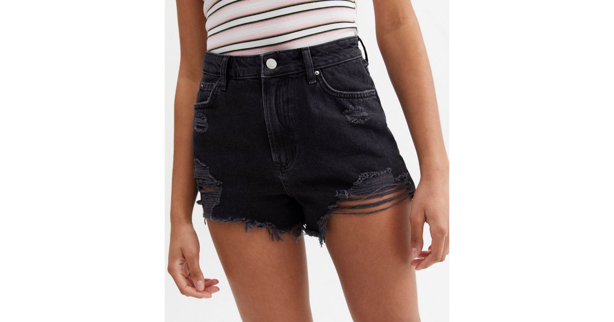 topshop black mom shorts