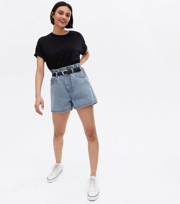 Denim hot sale belted shorts