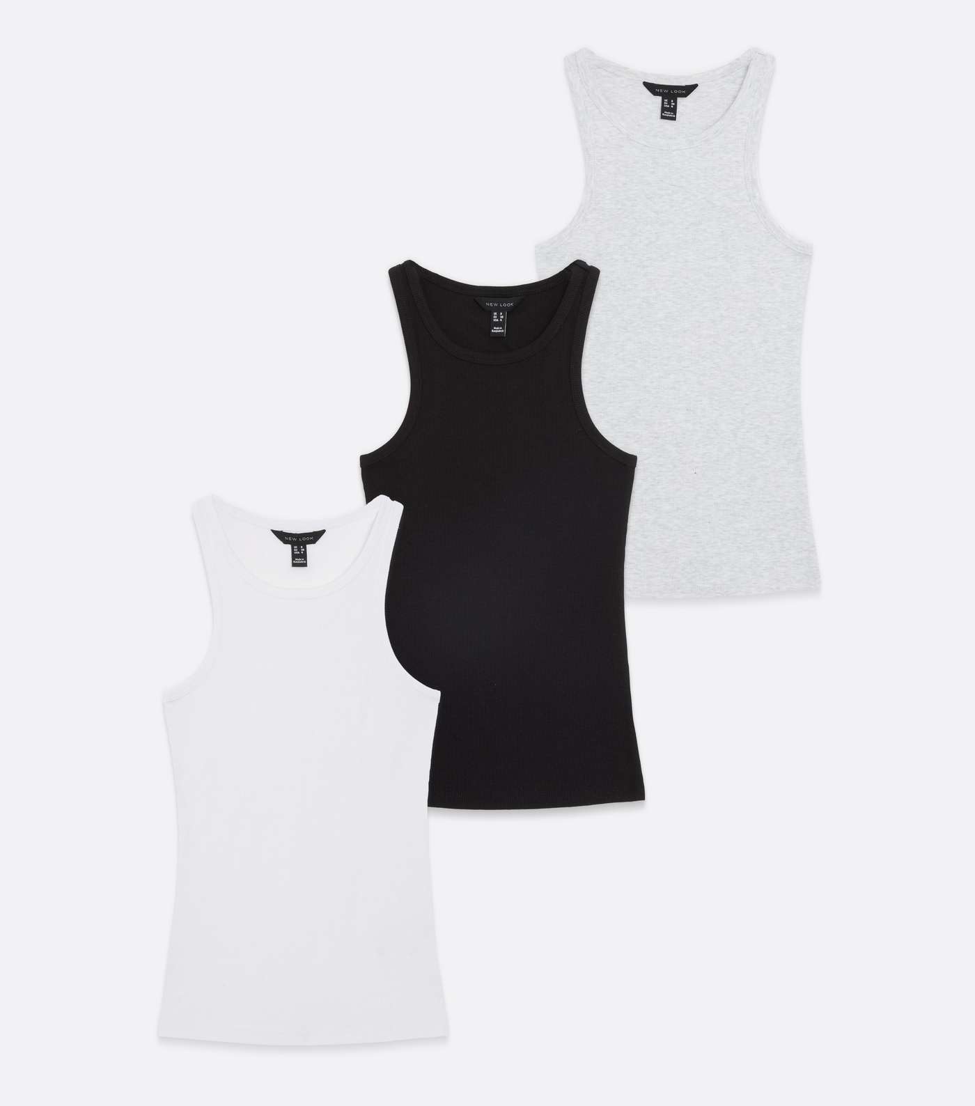 3 Pack Black White and Grey Racer Vests Image 5