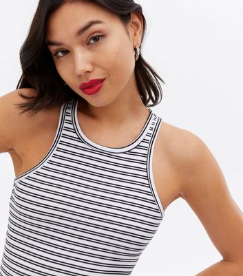 Click to view product details and reviews for 2 Pack Black And White Stripe Racer Vests New Look.