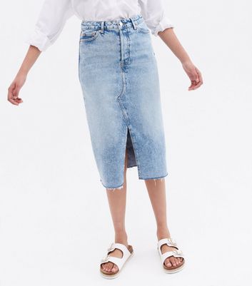Click to view product details and reviews for Blue Denim Midi Skirt New Look.