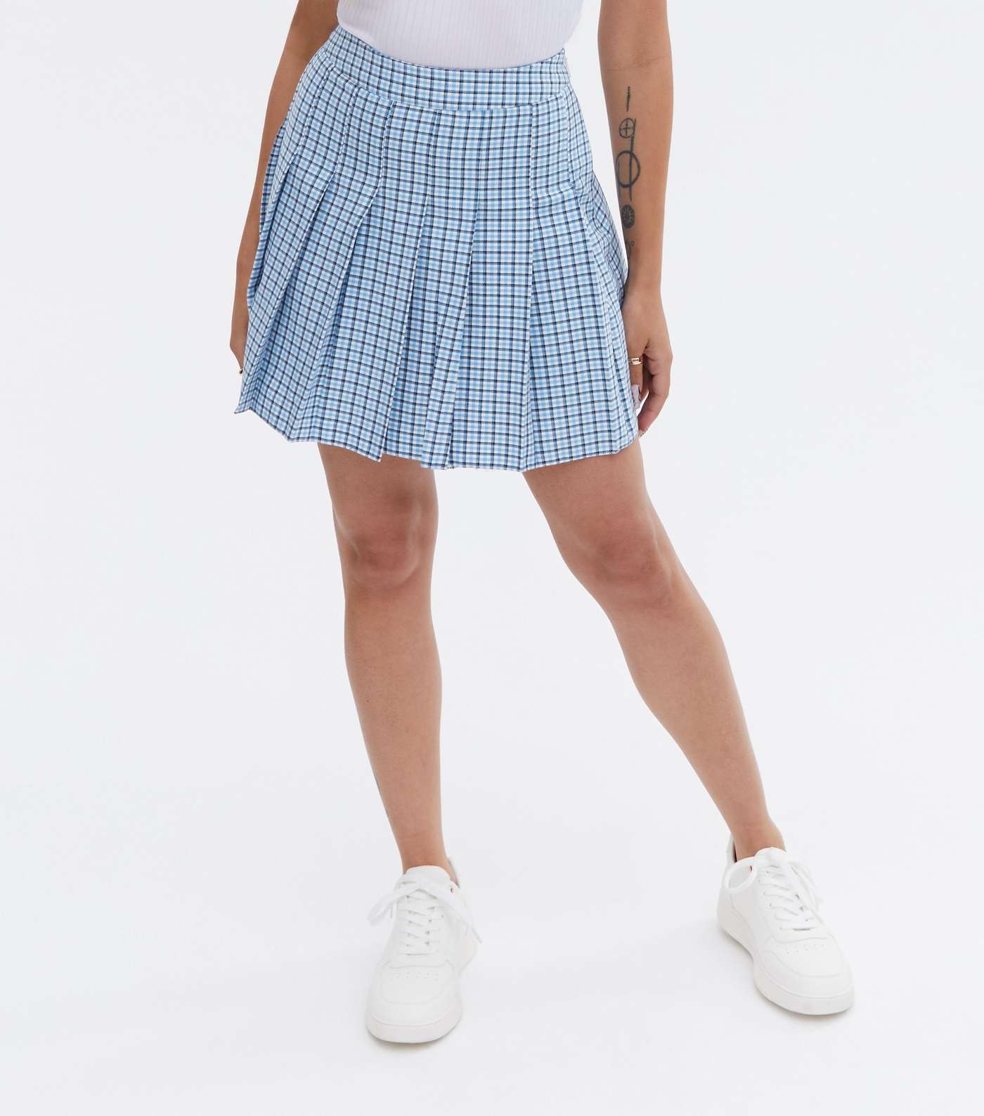 Petite Blue Check Mini Tennis Skirt Image 2