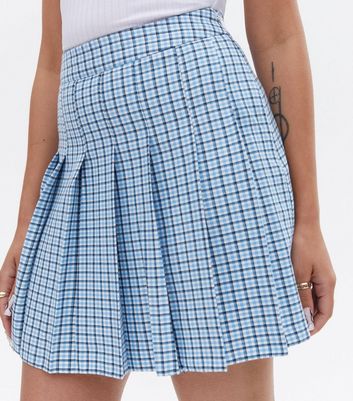 Petite Blue Check Mini Tennis Skirt New Look