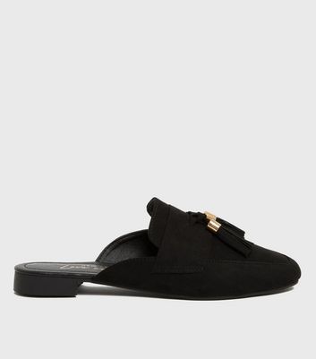 Click to view product details and reviews for Girls Black Suedette Tassel Mules New Look Vegan.