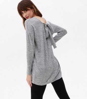 Tall Pale Grey Fine Knit Tie Back 