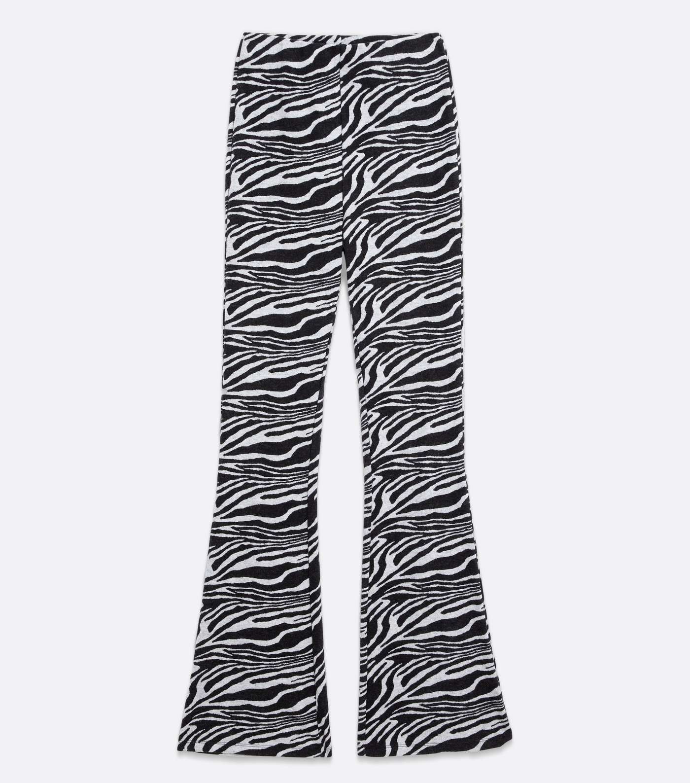 Tall Black Zebra Print Jersey Flared Trousers Image 5