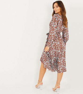 quiz leopard print wrap tie dress