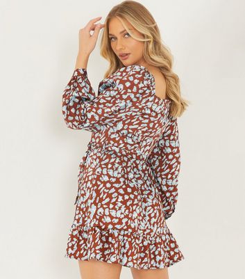 quiz leopard print wrap tie dress