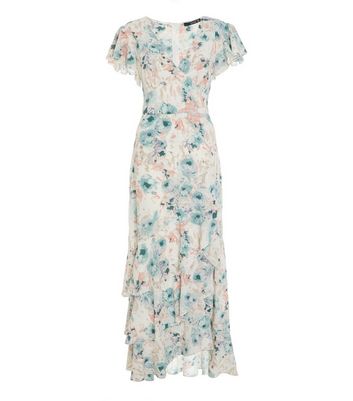 Click to view product details and reviews for Quiz White Floral Flutter Sleeve Tiered Maxi Dress New Look.