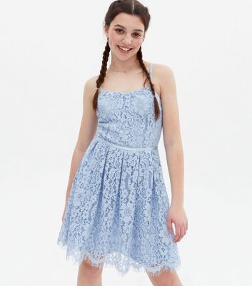 New look blue lace dress best sale