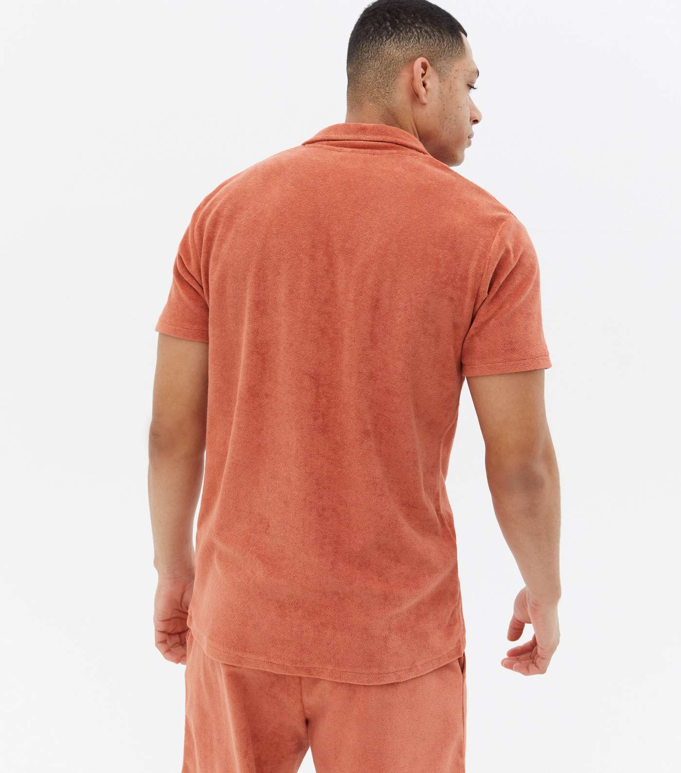 Orange Revere Collar Towelling Shirt Image 4