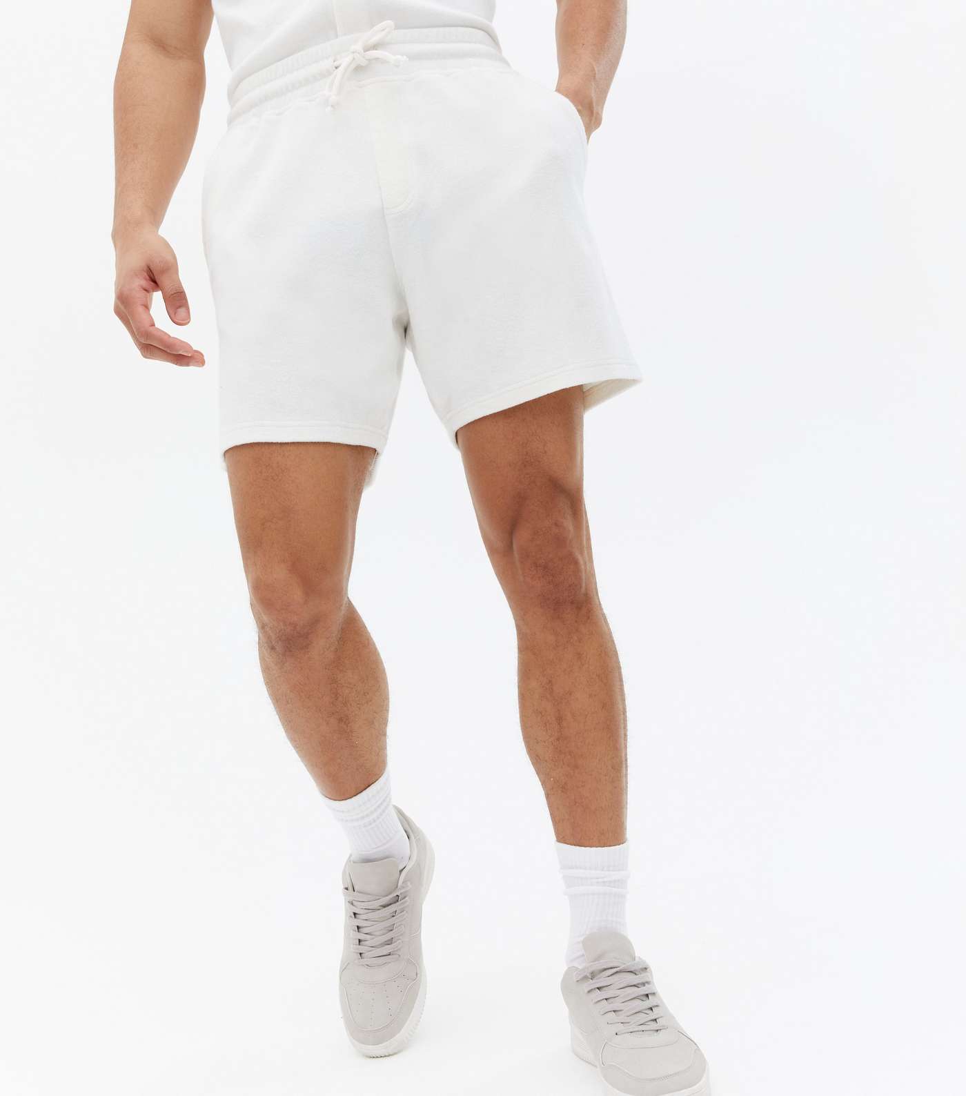 Off White Drawstring Towelling Shorts Image 2