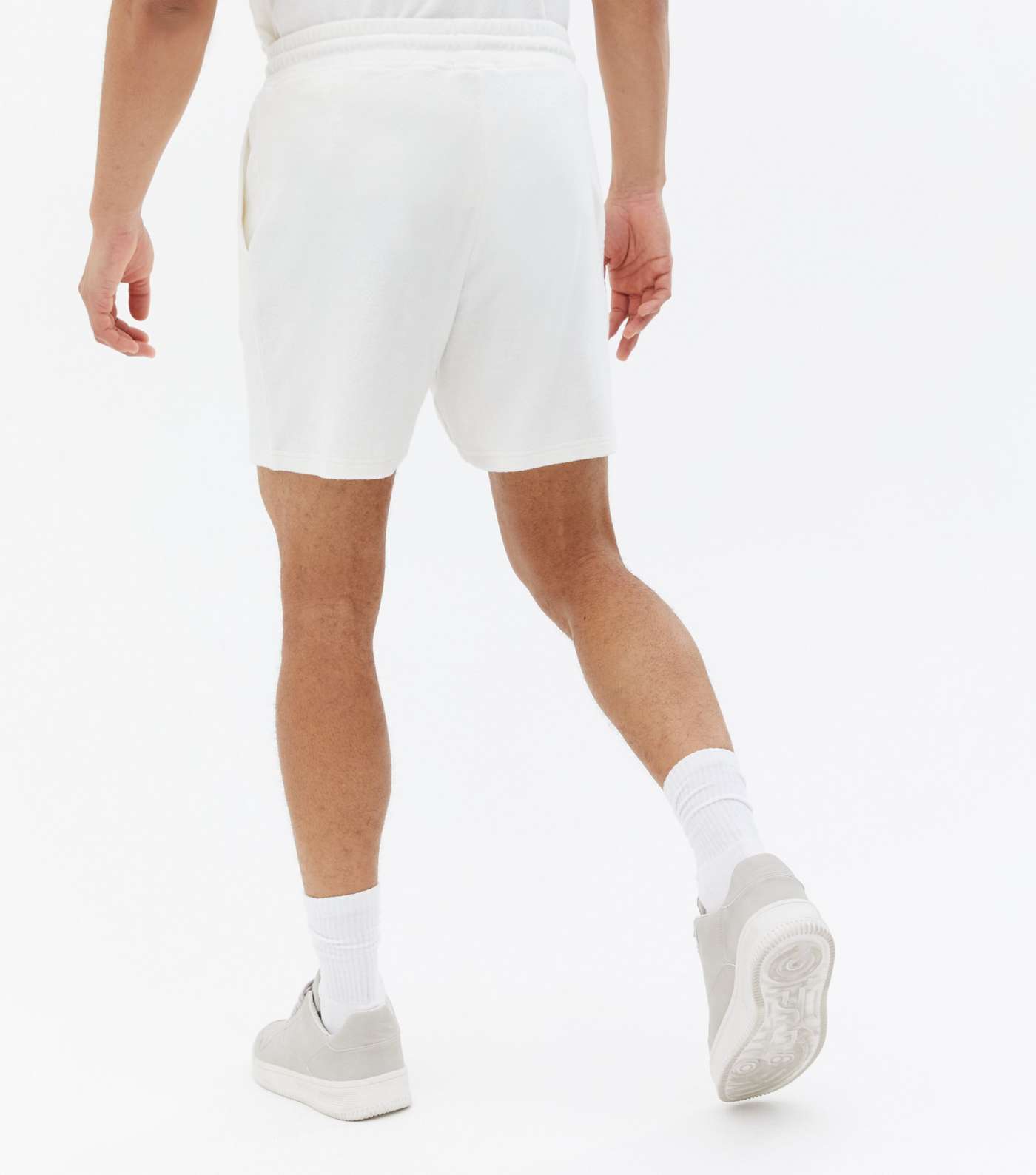 Off White Drawstring Towelling Shorts Image 4