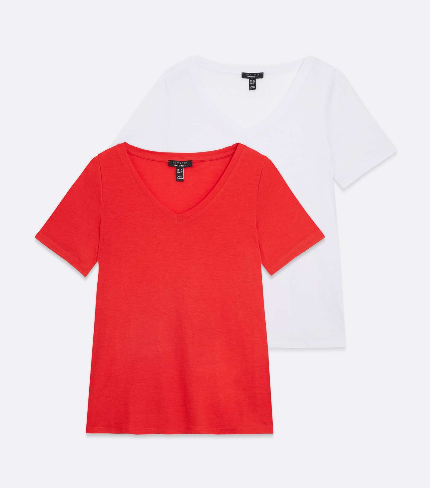 Maternity 2 Pack White and Red V Neck T-Shirts Image 5