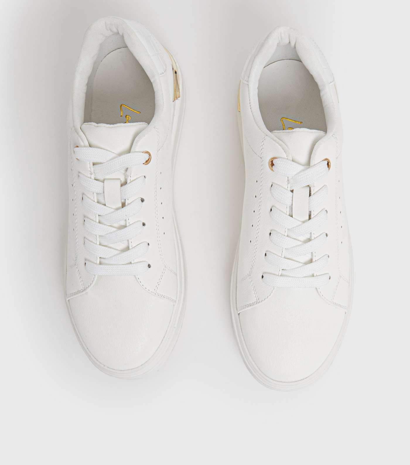 Girls White Metal Trim Lace Up Chunky Trainers Image 3