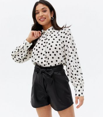 Petite White Spot Long Shirt | New Look